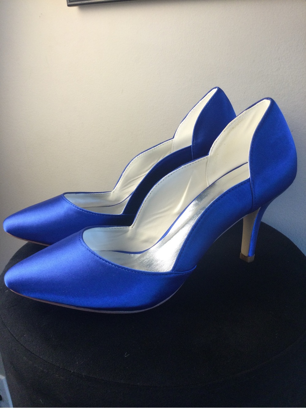 Royal Blue Satin Pointed-Toe Heels